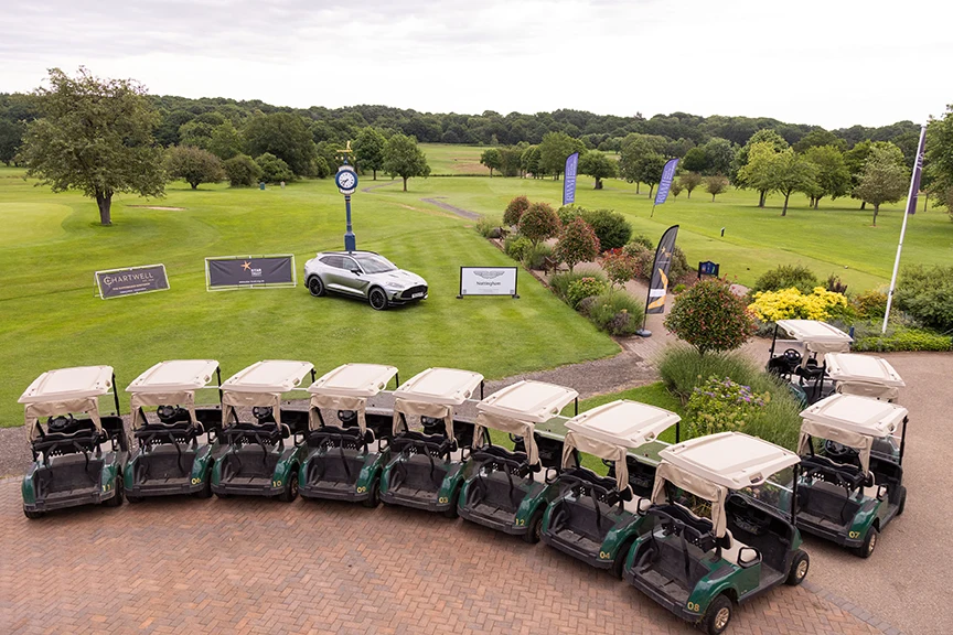 Golf Day - picture overlooking golf course, with buggies lined up